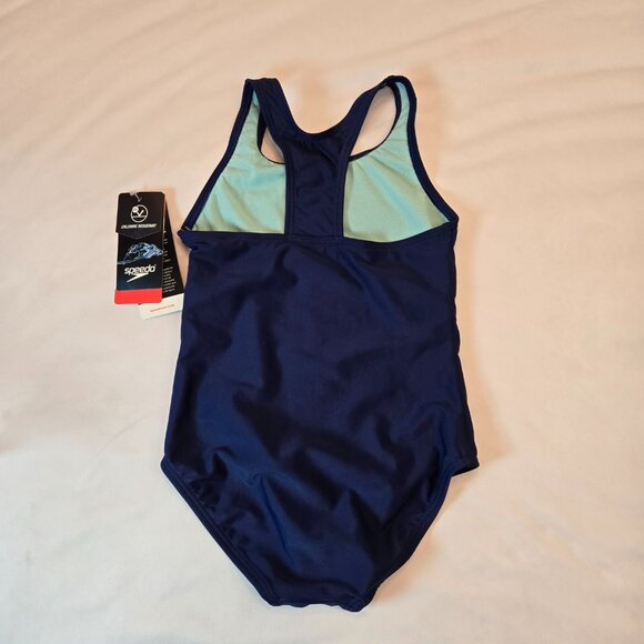 SPEEDO Girl's Swimsuit One Piece Closed Racerback Sz: 7 Blueprint - Picture 8 of 8